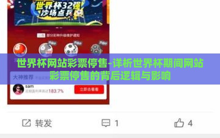 世界杯网站彩票停售-详析世界杯期间网站彩票停售的背后逻辑与影响 世界杯网站彩票停售-详析世界杯期间网站彩票停售的背后逻辑与影响