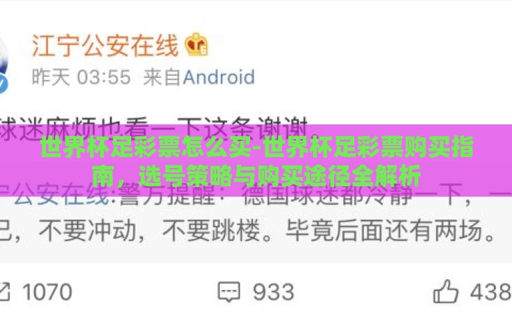 世界杯足彩票怎么买-世界杯足彩票购买指南，选号策略与购买途径全解析