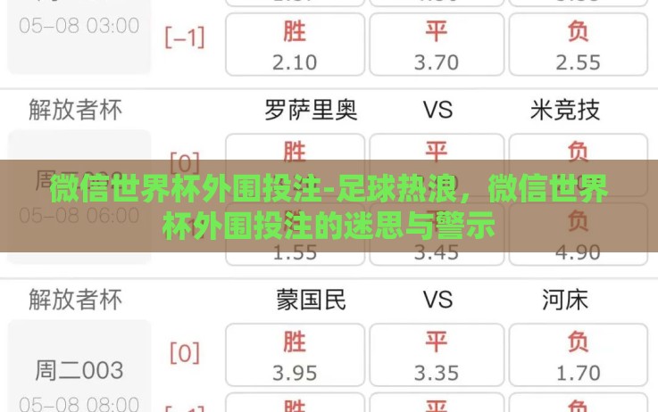 微信世界杯外围投注-足球热浪,微信世界杯外围投注的迷思与警示 微信世界杯外围投注-足球热浪,微信世界杯外围投注的迷思与警示