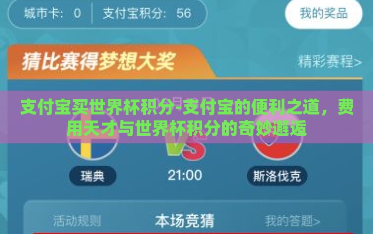 支付宝买世界杯积分-支付宝的便利之道，费用天才与世界杯积分的奇妙邂逅