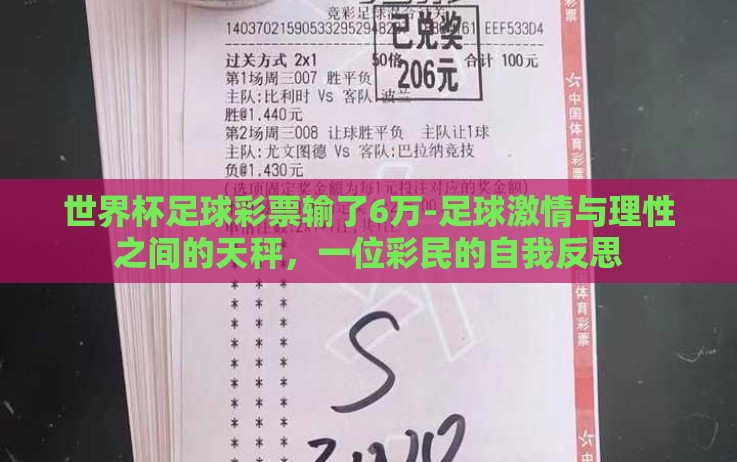 世界杯足球彩票输了6万-足球激情与理性之间的天秤,一位彩民的自我反思 世界杯足球彩票输了6万-足球激情与理性之间的天秤,一位彩民的自我反思