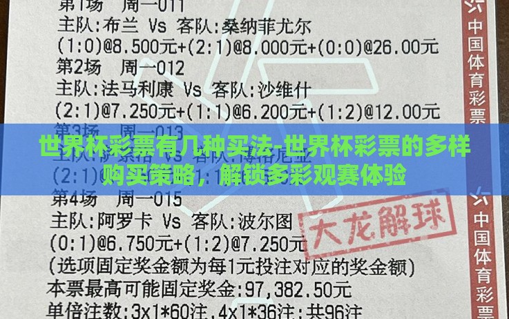 世界杯彩票有几种买法-世界杯彩票的多样购买策略,解锁多彩观赛体验 世界杯彩票有几种买法-世界杯彩票的多样购买策略,解锁多彩观赛体验