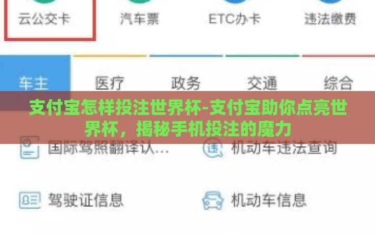 支付宝怎样投注世界杯-支付宝助你点亮世界杯,揭秘手机投注的魔力 支付宝怎样投注世界杯-支付宝助你点亮世界杯,揭秘手机投注的魔力