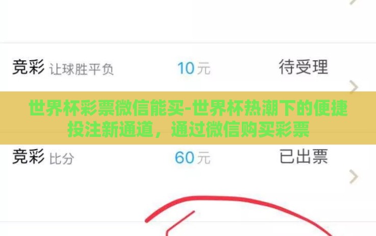 世界杯彩票微信能买-世界杯热潮下的便捷投注新通道，通过微信购买彩票