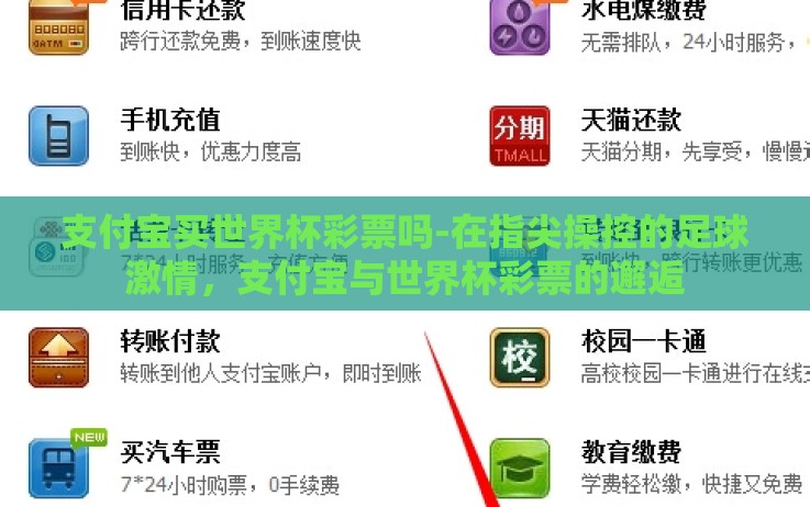 支付宝买世界杯彩票吗-在指尖操控的足球激情，支付宝与世界杯彩票的邂逅