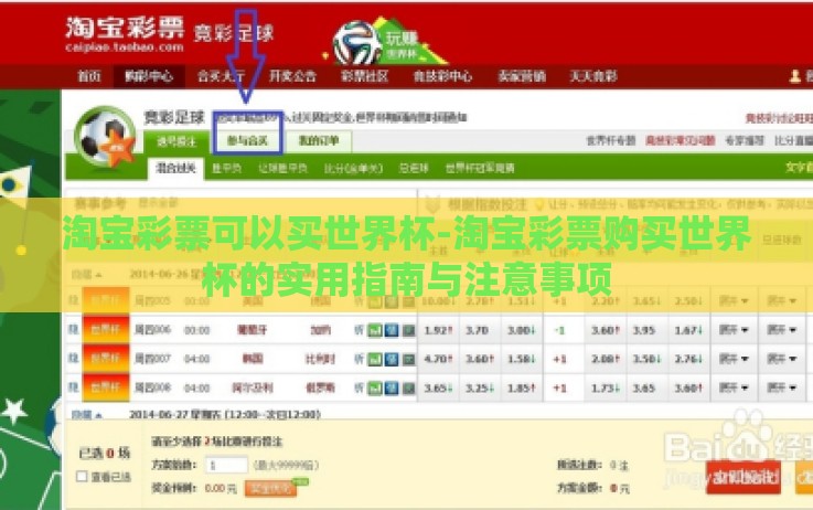 淘宝彩票可以买世界杯-淘宝彩票购买世界杯的实用指南与注意事项 淘宝彩票可以买世界杯-淘宝彩票购买世界杯的实用指南与注意事项