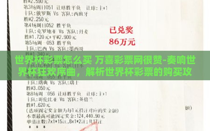 世界杯彩票怎么买 万喜彩票网很赞-奏响世界杯狂欢序曲,解析世界杯彩票的购买攻略与万喜彩票网优势 世界杯彩票怎么买 万喜彩票网很赞-奏响世界杯狂欢序曲,解析世界杯彩票的购买攻略与万喜彩票网优势