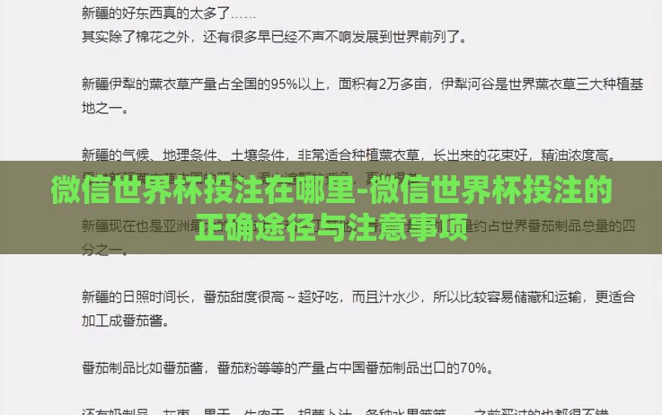 微信世界杯投注在哪里-微信世界杯投注的正确途径与注意事项 微信世界杯投注在哪里-微信世界杯投注的正确途径与注意事项